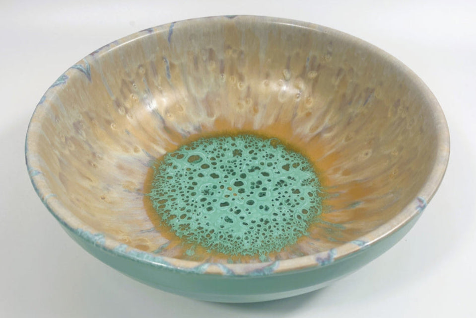 Spanish Hand Painted 29cm Large Bowl OCEANIC GREEN