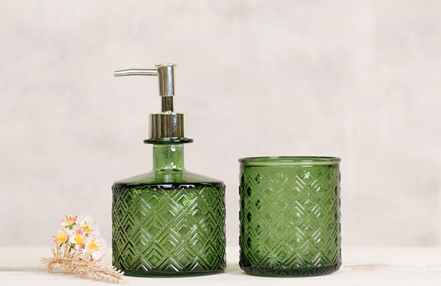 Recycled Glass Bathroom Set - Sage Green