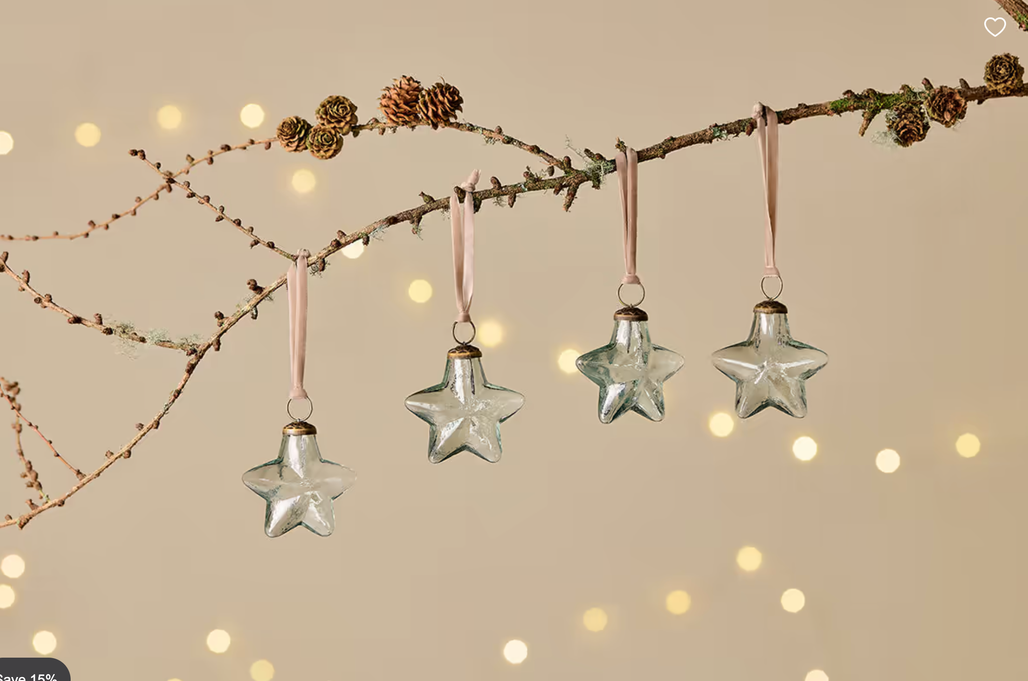 Sardi Star Bauble Clear Medium - Pack of 4