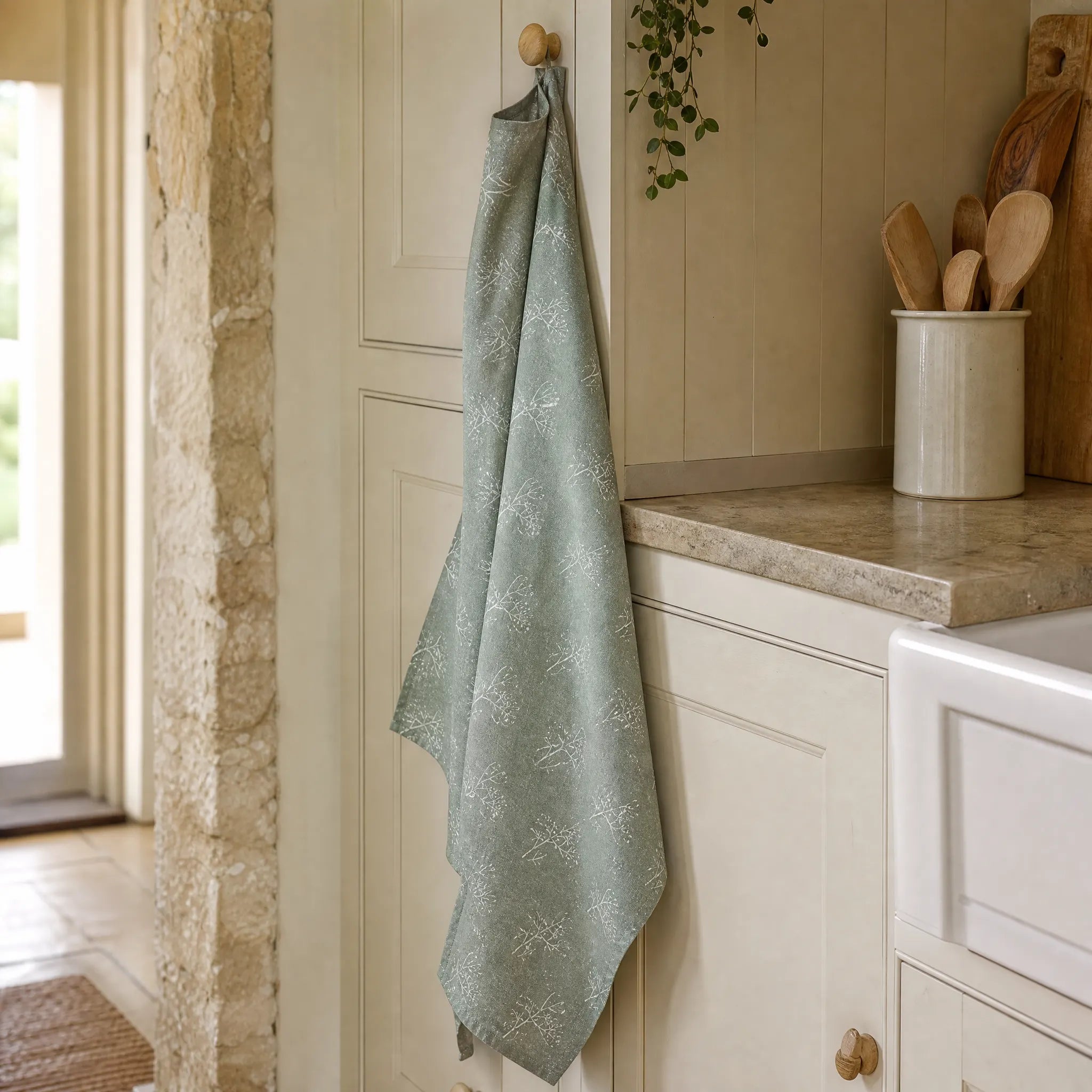 Sam Wilson Parsley Seed Grey Tea Towel