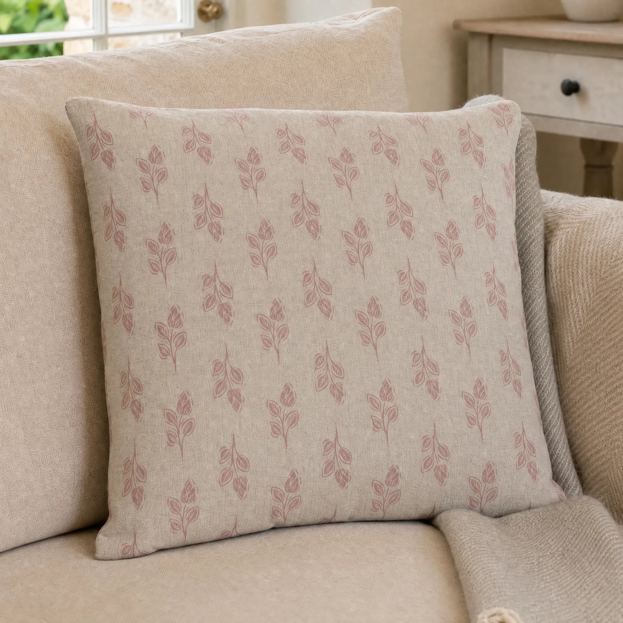 Sam Wilson Pink Flora Square Linen Cushion
