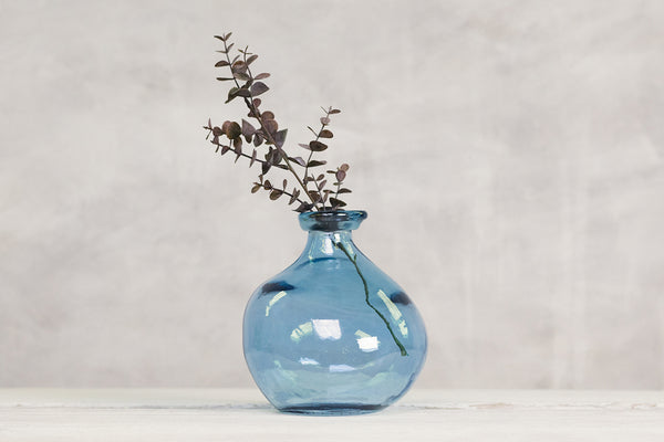 Recycled Glass Round Vase - Light Blue