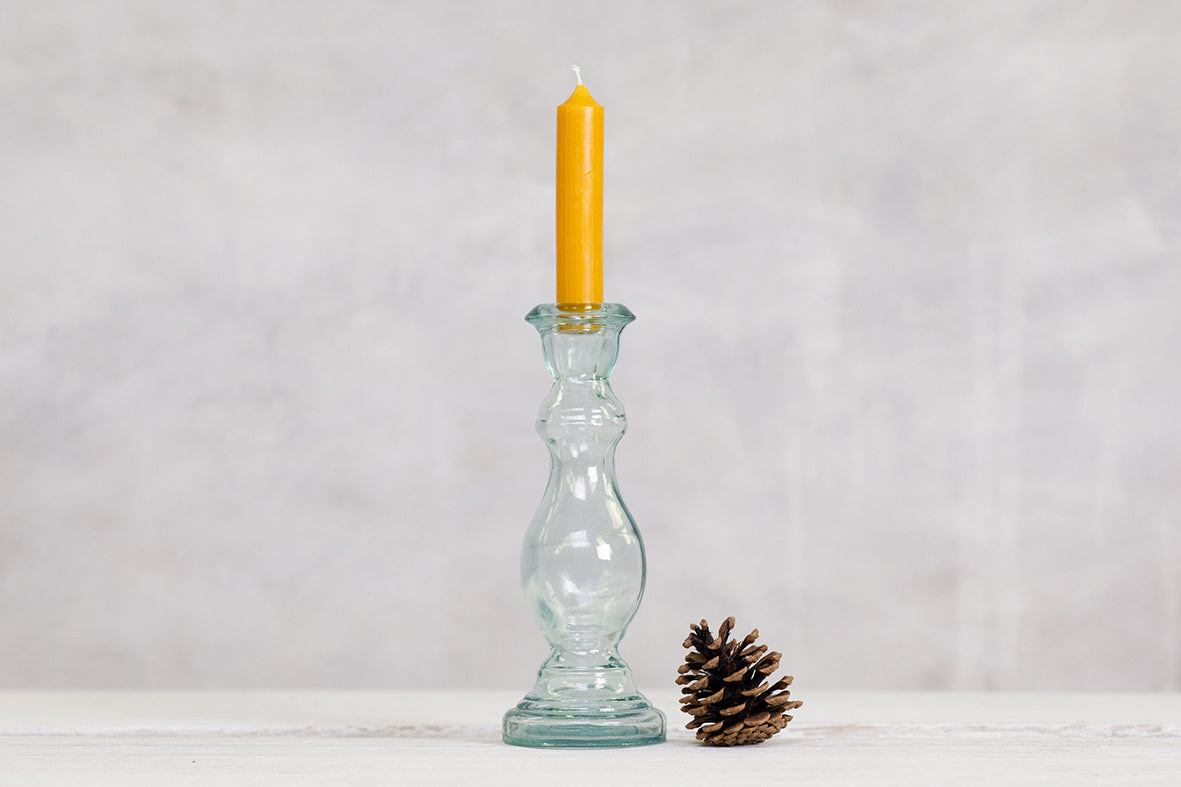 Recycled Glass Candlestick - Natural