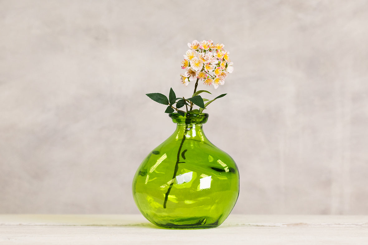 Recycled Glass Round Vase - Apple Green