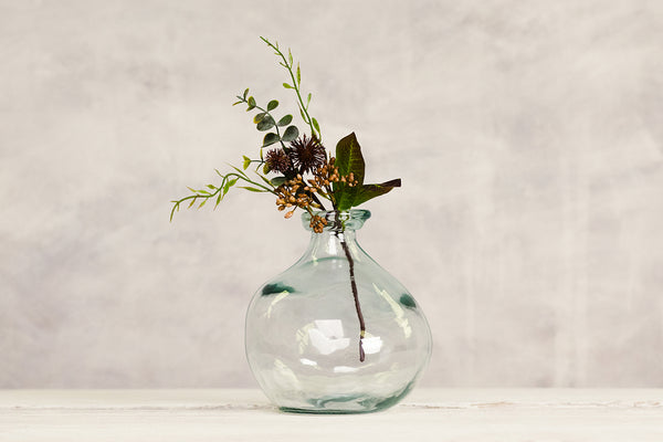 Recycled Glass Round Vase - Natural