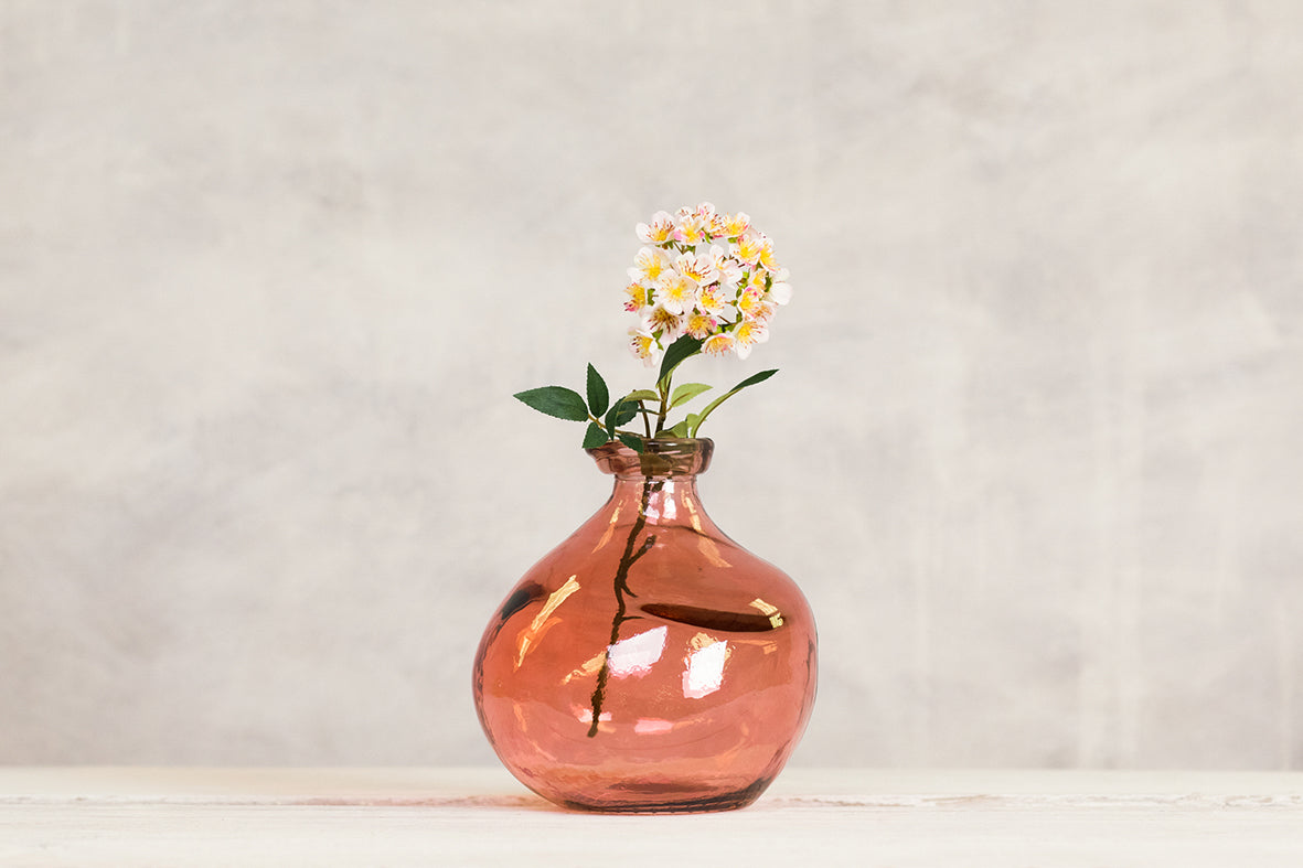 Recycled Glass Round Vase - Pink