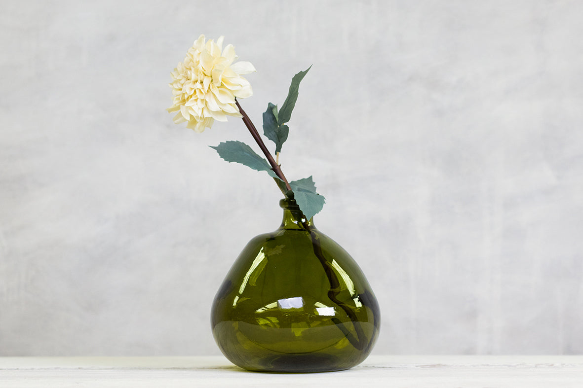 Recycled Glass Balloon Vase - Olive Green