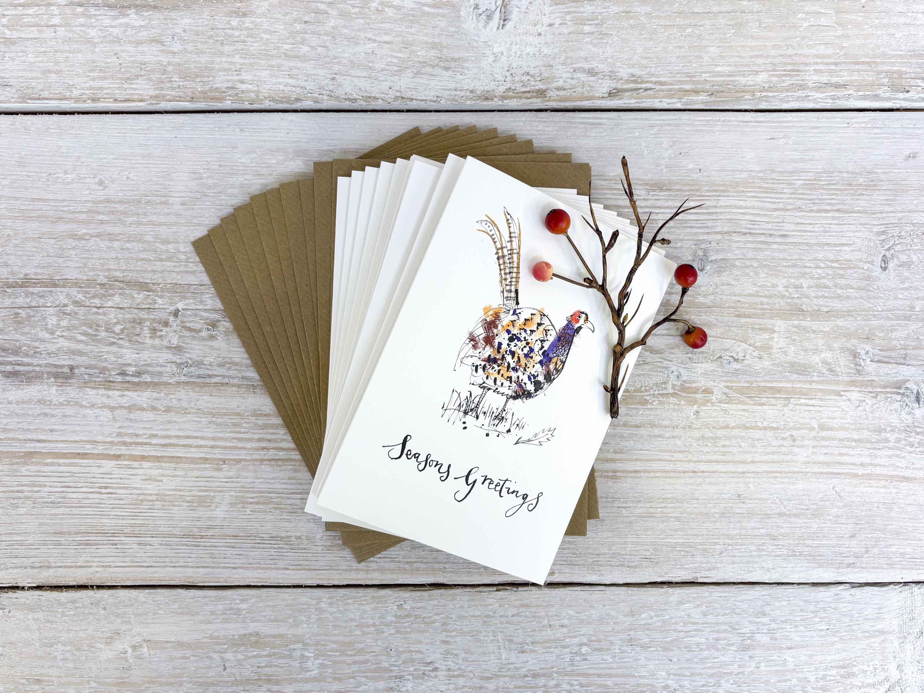 Sam Wilson Common Pheasant Christmas Card Set - Pack of 10