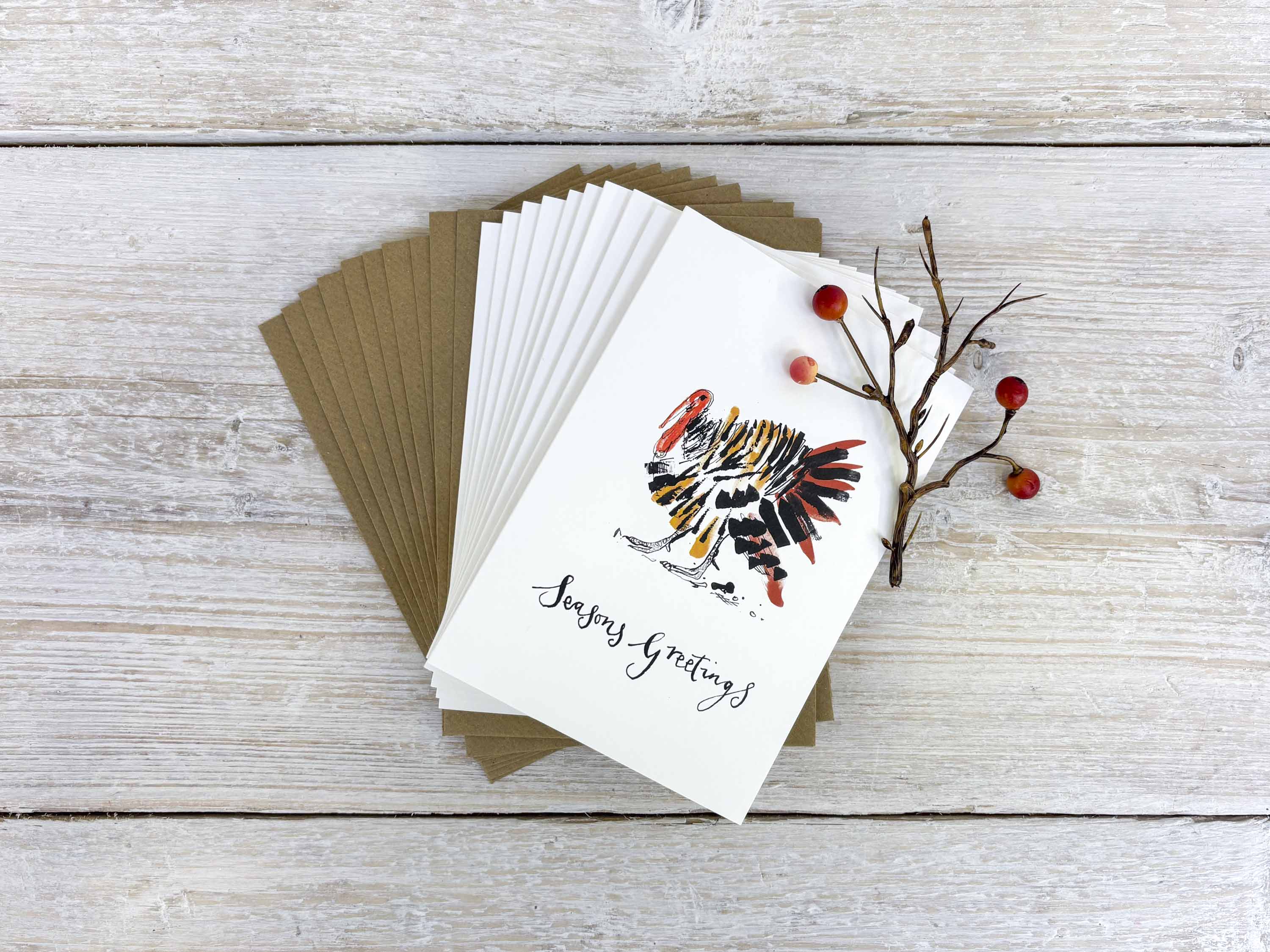 Sam Wilson Turkey Christmas Card Set - Pack of 10