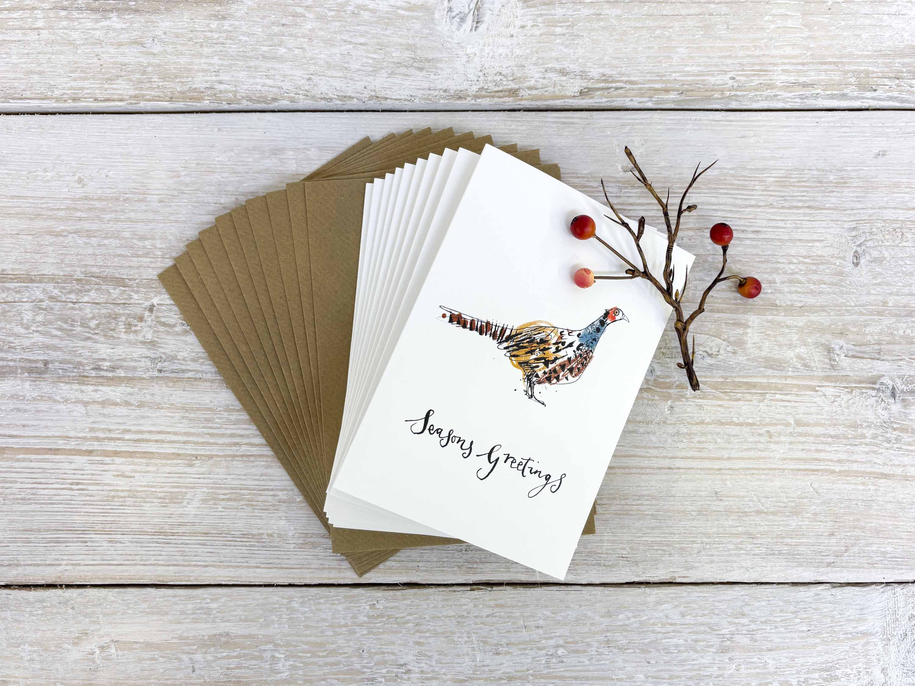 Sam Wilson Wild Pheasant Christmas Card Set - Pack of 10