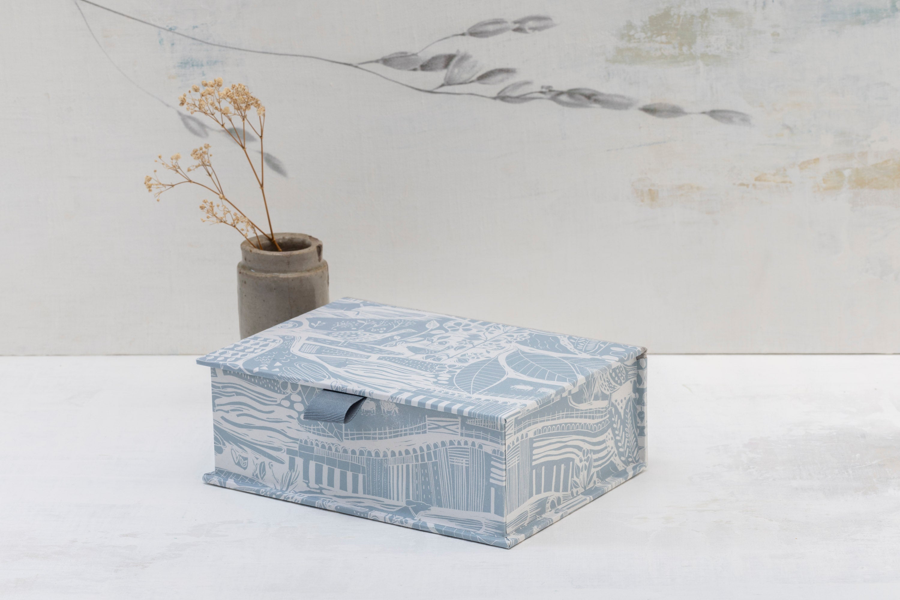 Sam Wilson Through The Fields Duck Egg Blue A6 Deep Keepsake Box