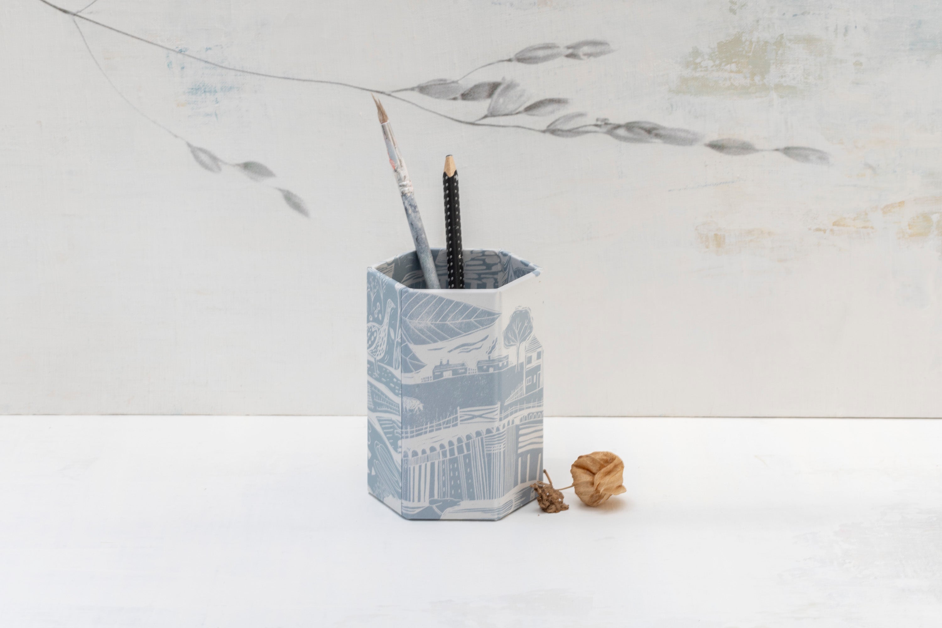 Sam Wilson Through The Fields Duck Egg Blue Pen Pot