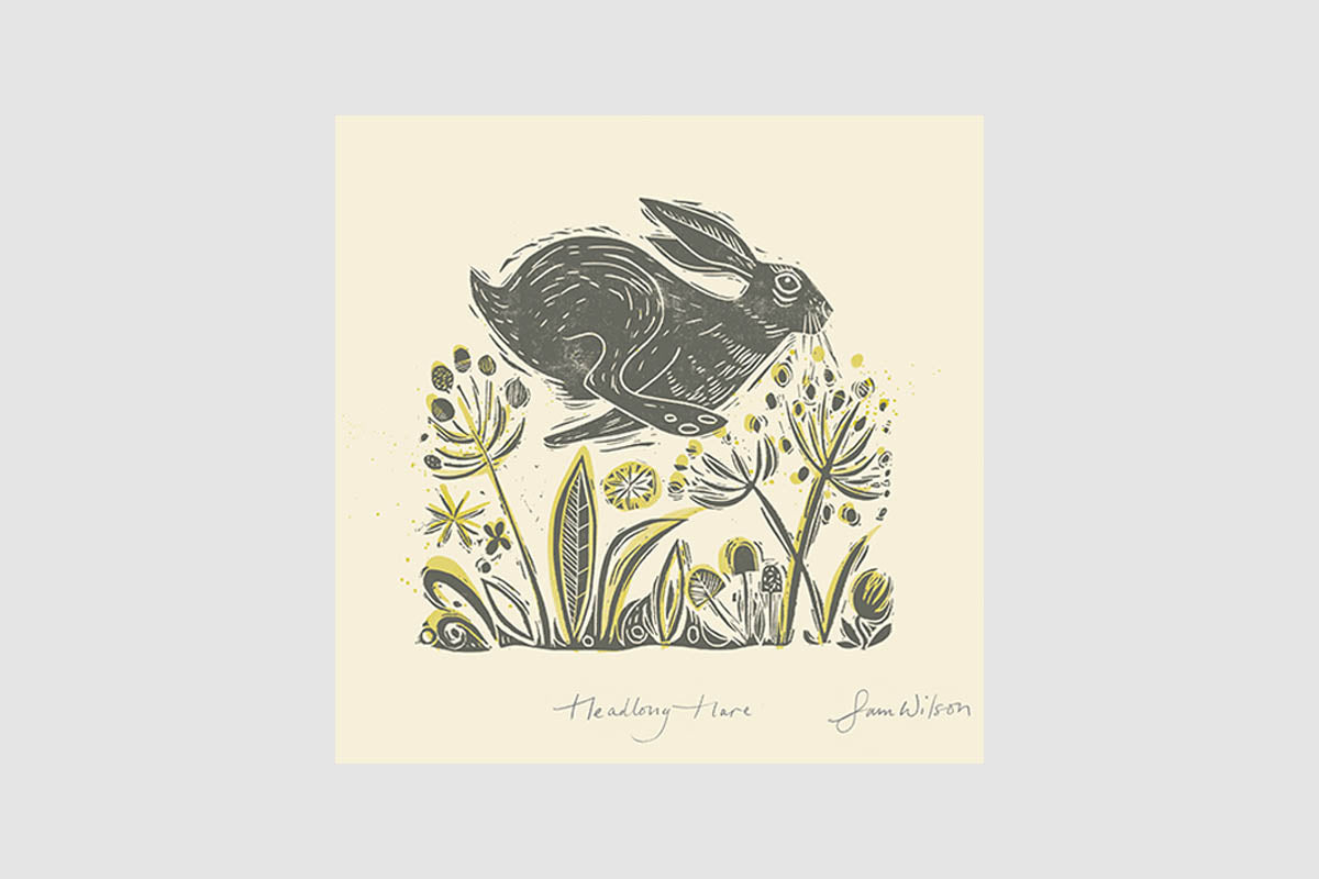 Framed Sam Wilson Headlong Hare Print