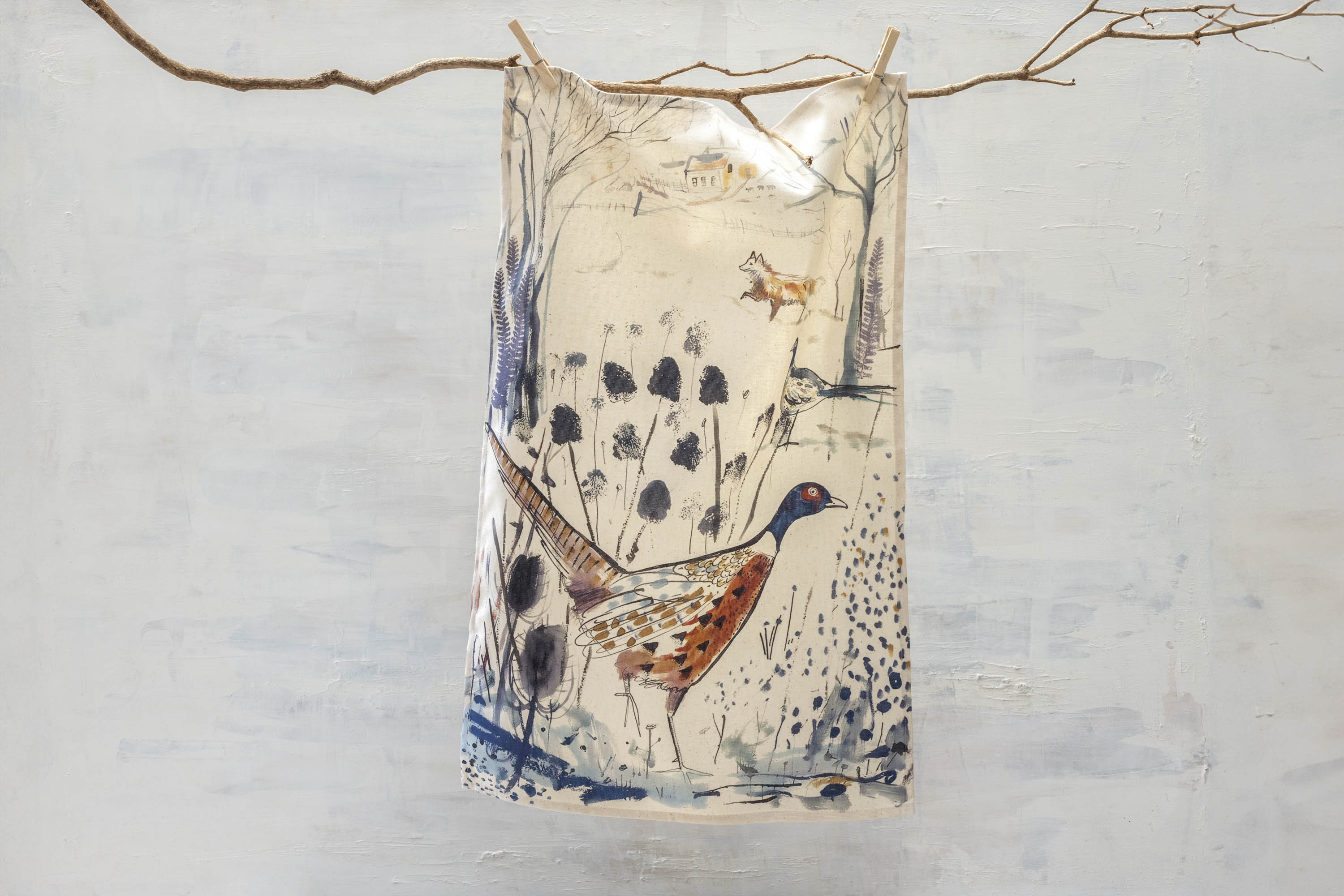 Sam Wilson Pheasant and Fox Tea Towel