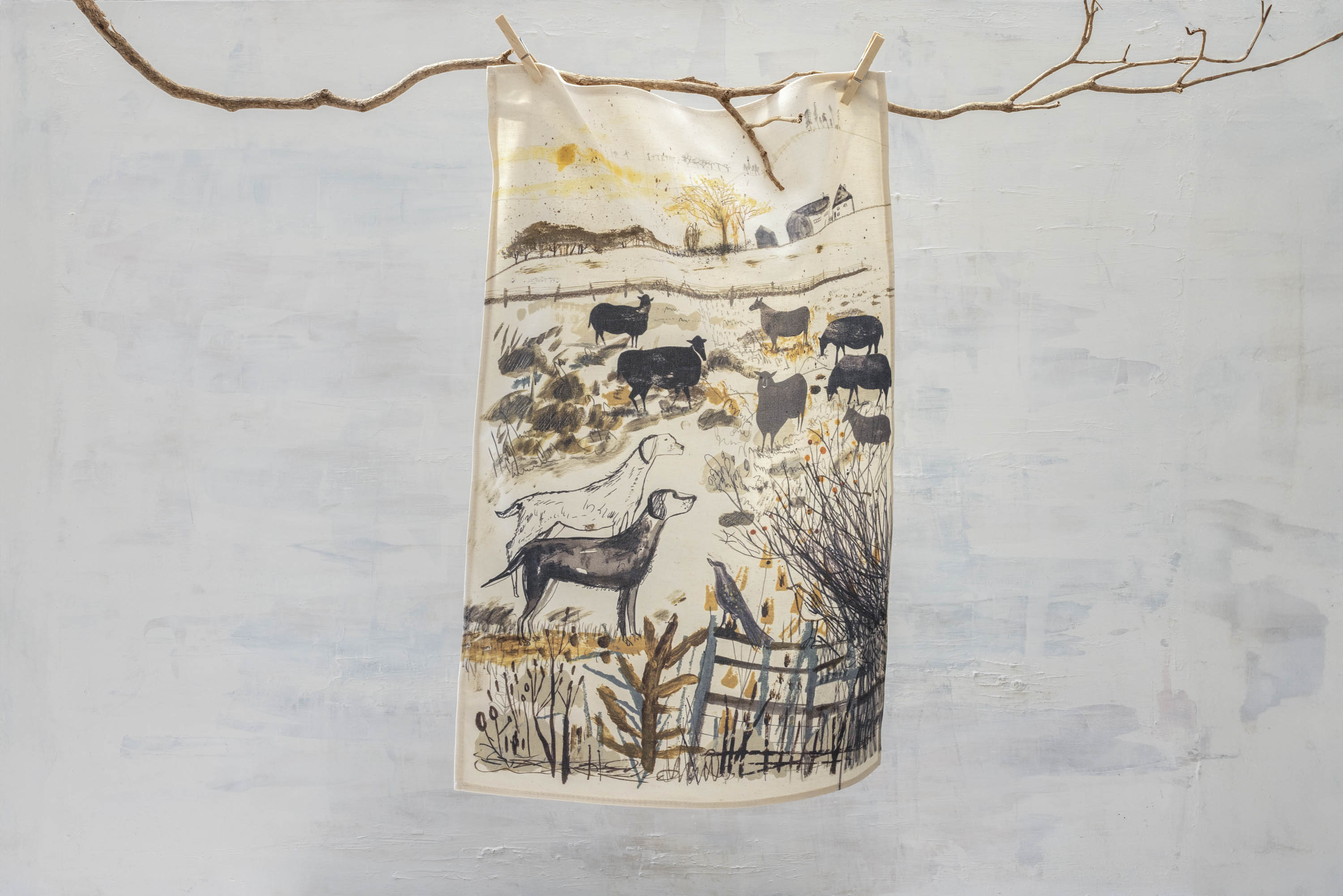 Sam Wilson Watching Sheep Tea Towel