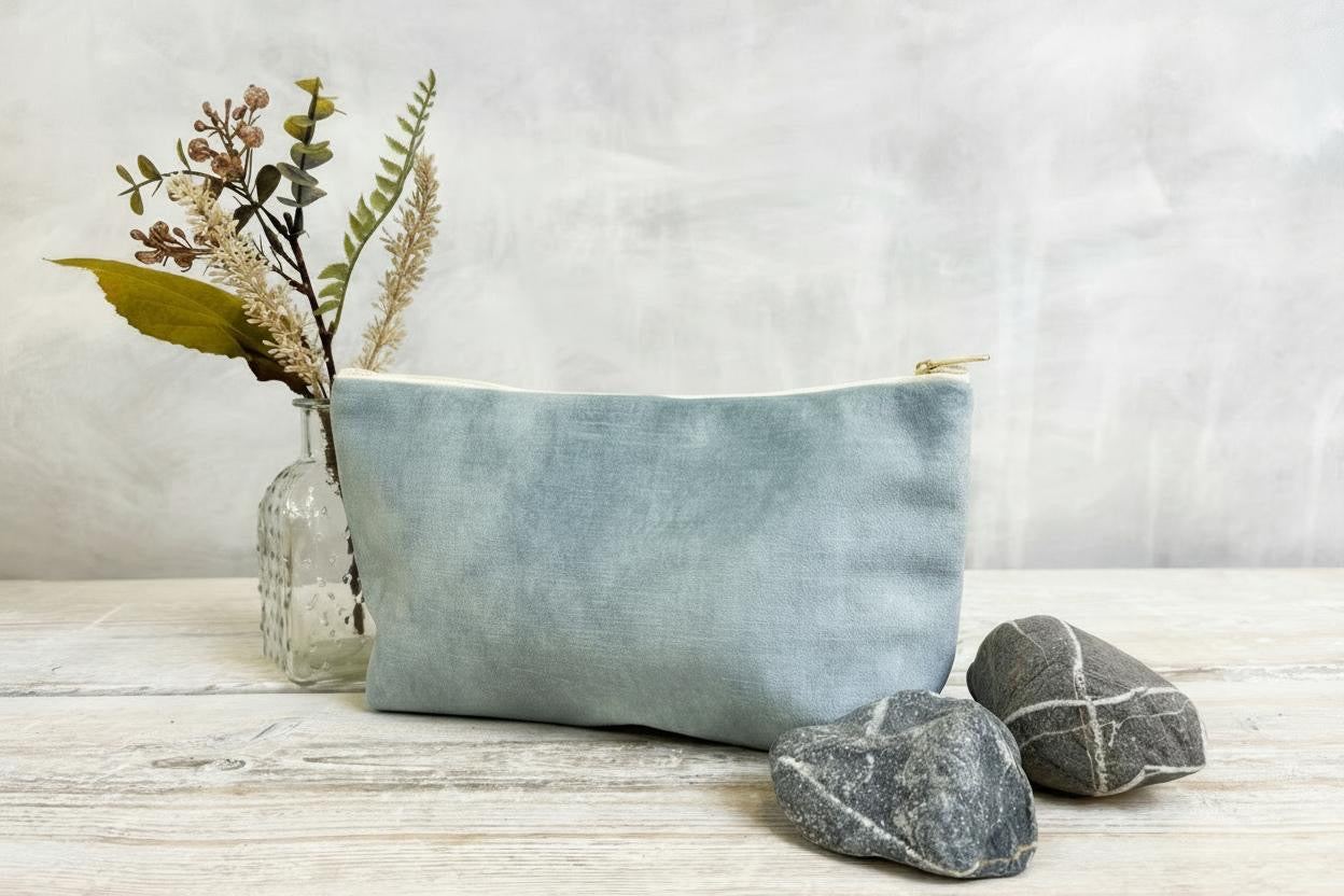 Sam Wilson Pale Blue Velvet Washbag