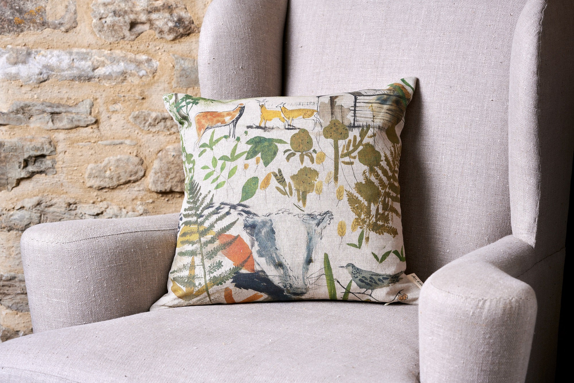 Sam Wilson In The Woods Square Linen cushion