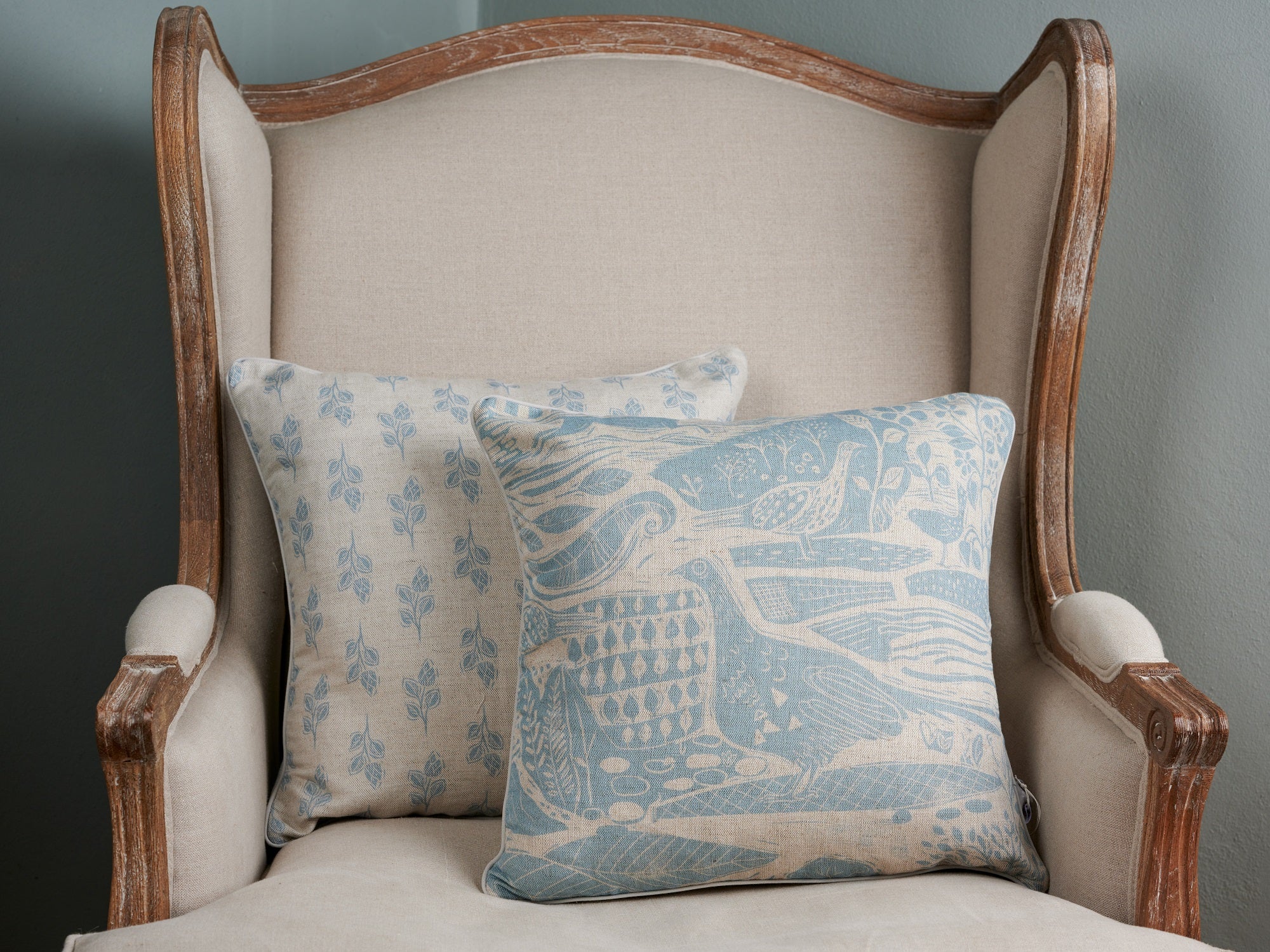 Sam Wilson Blue Flora Square Linen Cushion