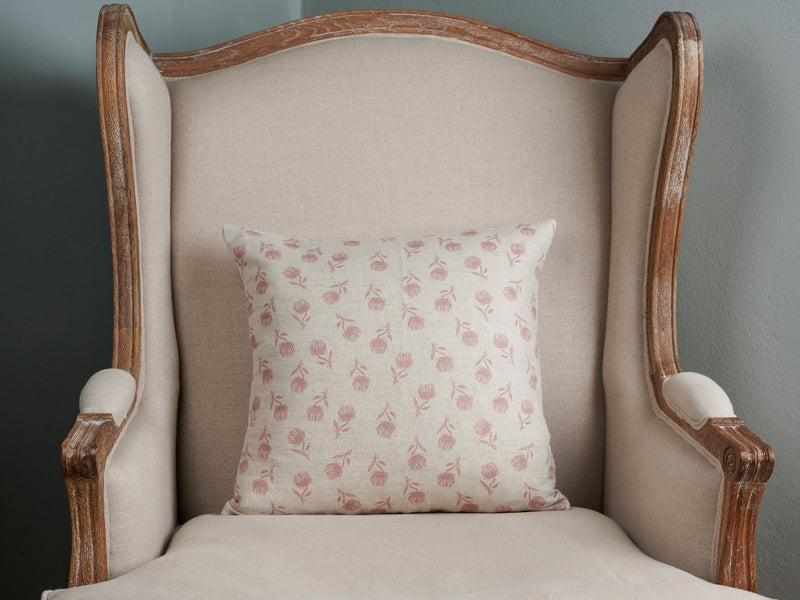Sam Wilson Pink Clover Square Linen Cushion