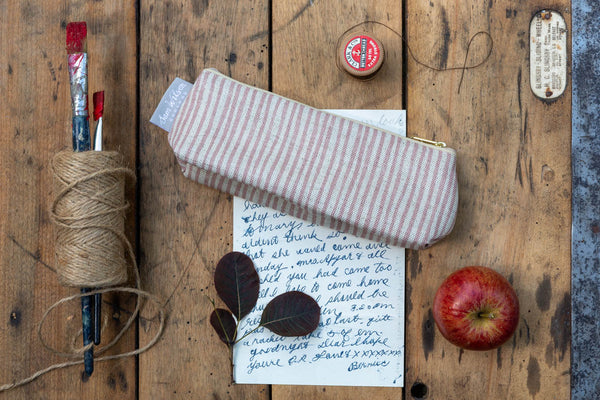 Sam Wilson Pink Stripe Linen Pencil Case