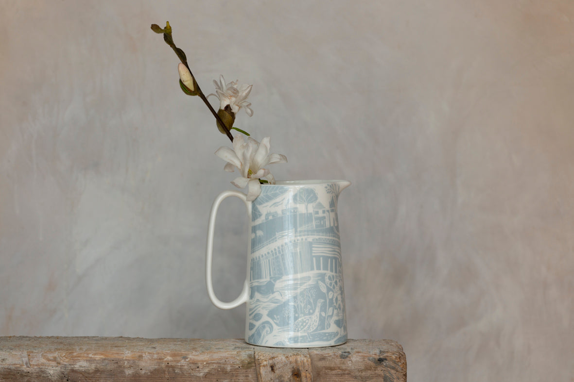 Sam Wilson Through The Fields Duck Egg Blue Jug