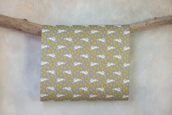 Sam Wilson Running Hare Grey/Yellow Gift Wrap