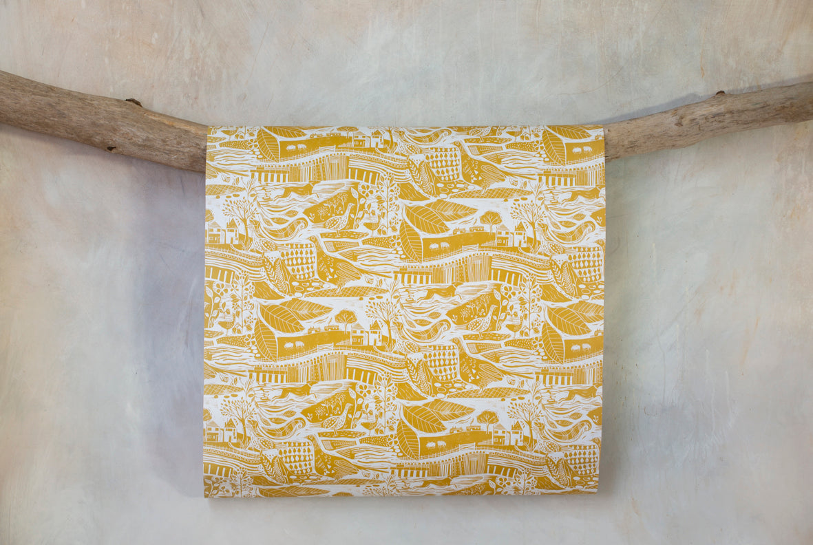 Sam Wilson Through The Fields Ochre Gift Wrap