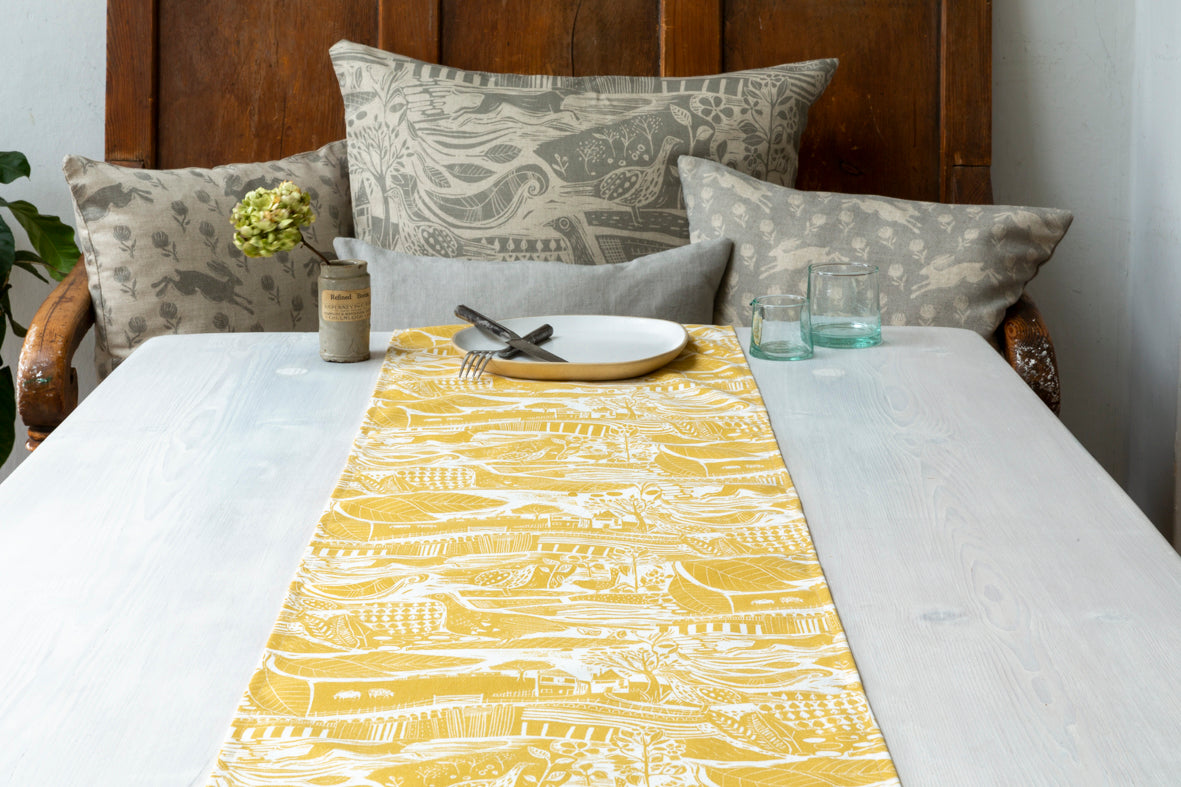 Through the Fields Ochre Table Runner