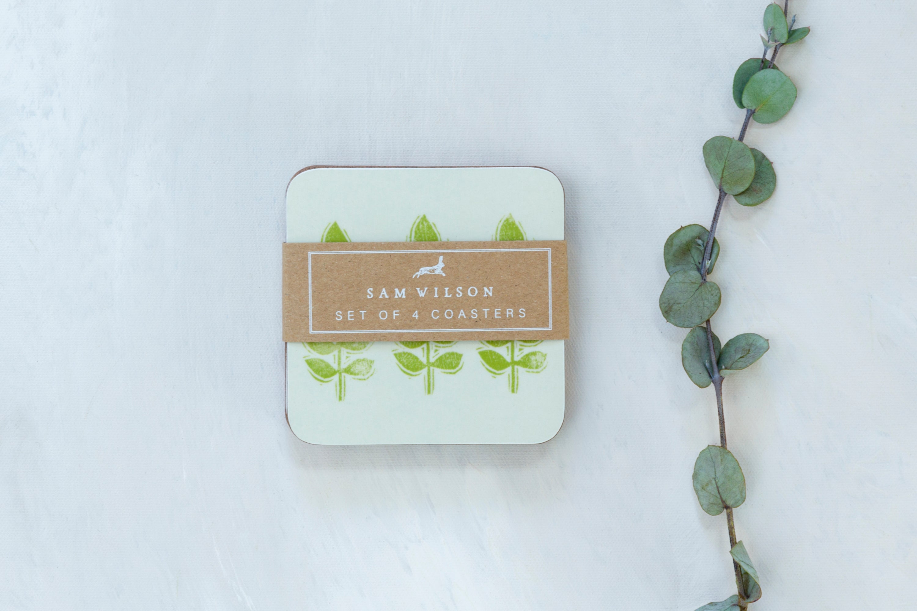 Sam Wilson Green Leaf Coasters - Set of 4