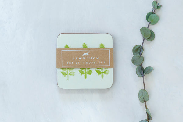 Sam Wilson Green Leaf Coasters - Set of 4