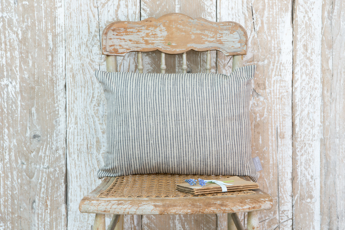 Sam Wilson Grey Stripe Rectangle Linen Cushion