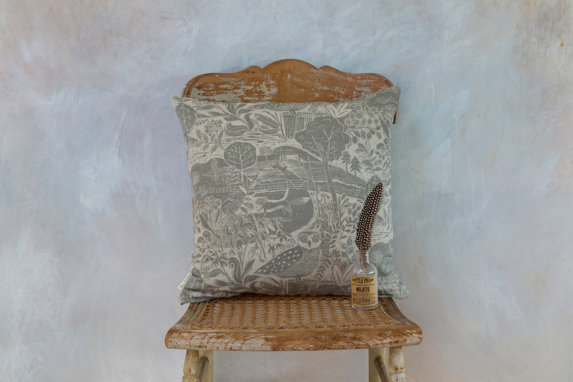 Sam Wilson Owl & Fox Square Linen Cushion