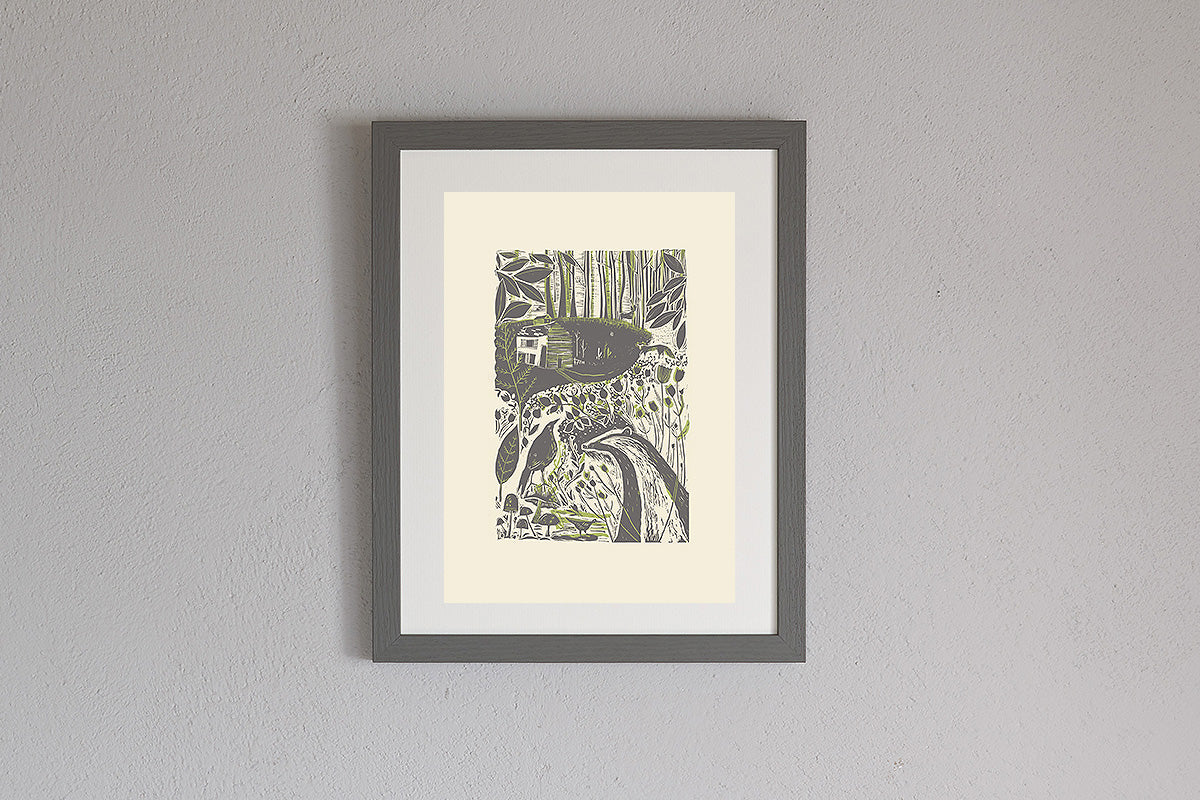 Sam Wilson The Badger and the Crow Print From Linocut