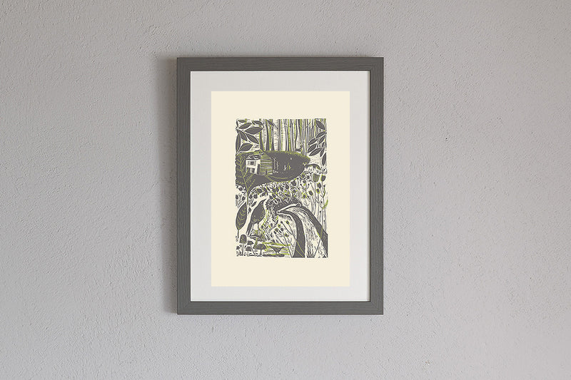 Sam Wilson The Badger and the Crow print from linocut