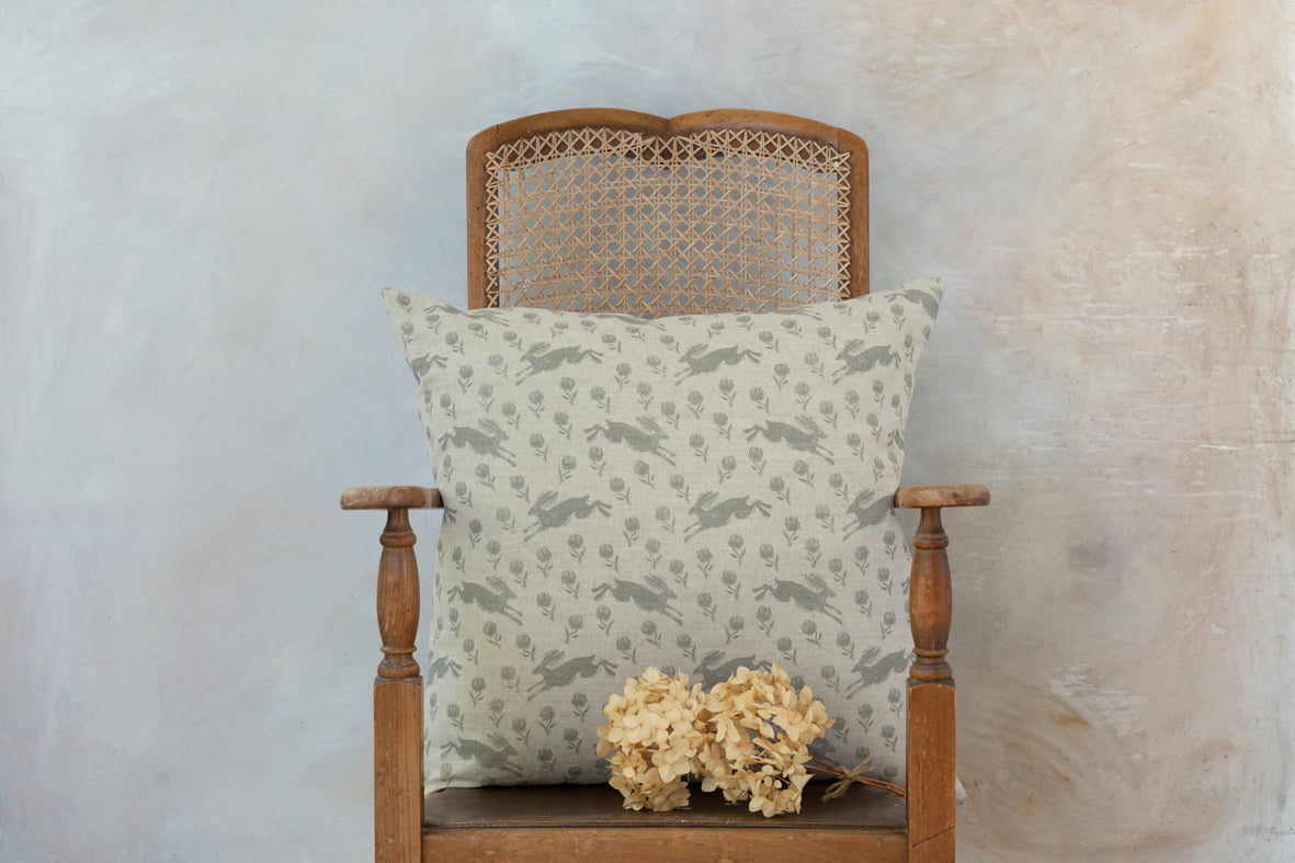 Sam Wilson Running Hare Large Linen Cushion