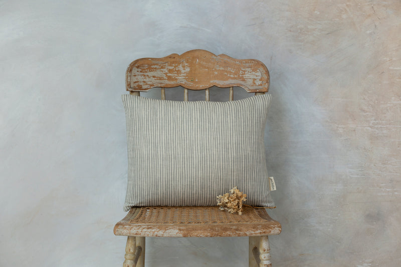 Sam Wilson Grey Stripe Rectangle Linen Cushion