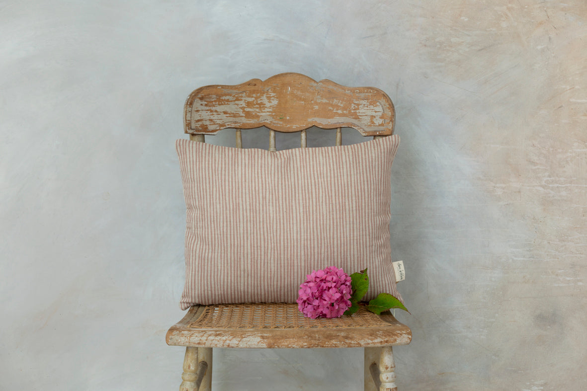 Sam Wilson Pink Stripe Rectangle Linen Cushion