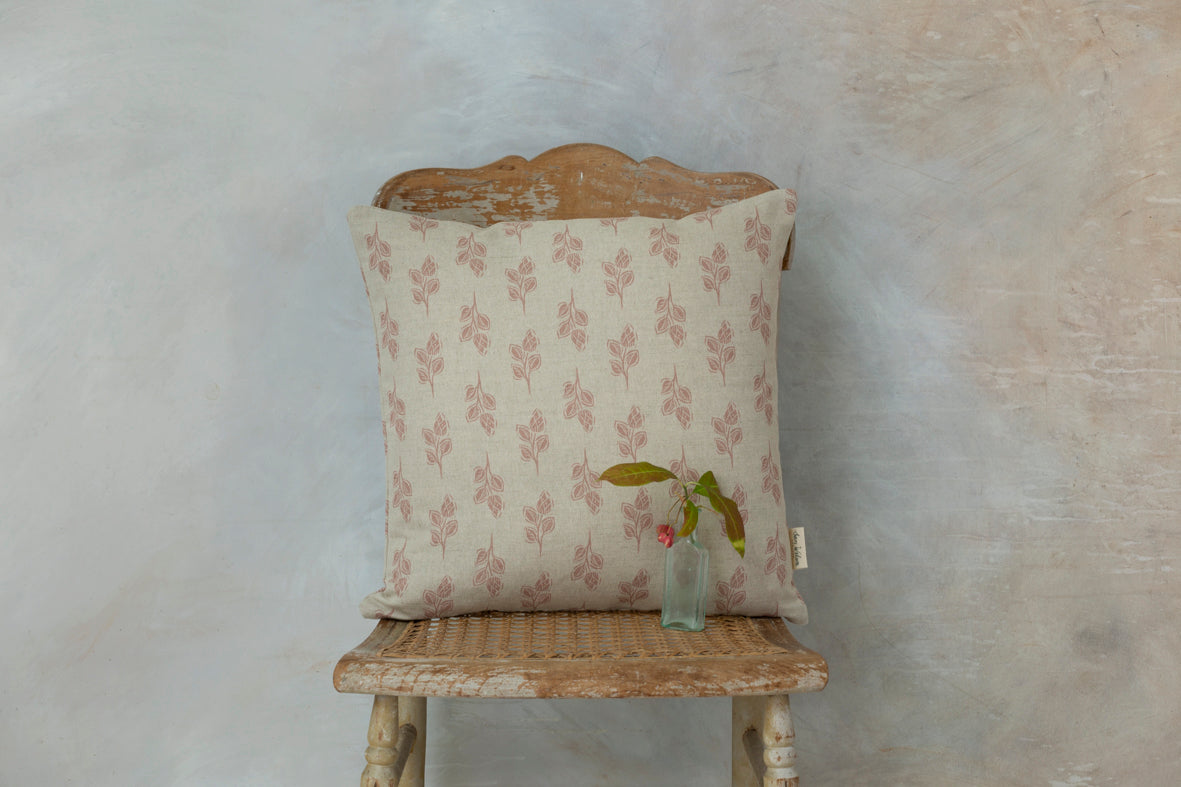 Sam Wilson Pink Flora Square Linen Cushion