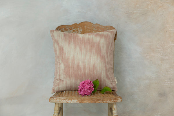 Sam Wilson Pink Stripe Square Linen Cushion