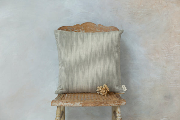 Sam Wilson Grey Stripe Square Linen Cushion
