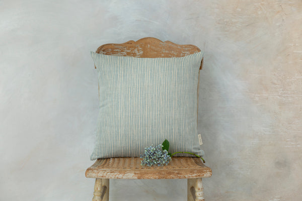 Sam Wilson Blue Stripe Square Linen Cushion