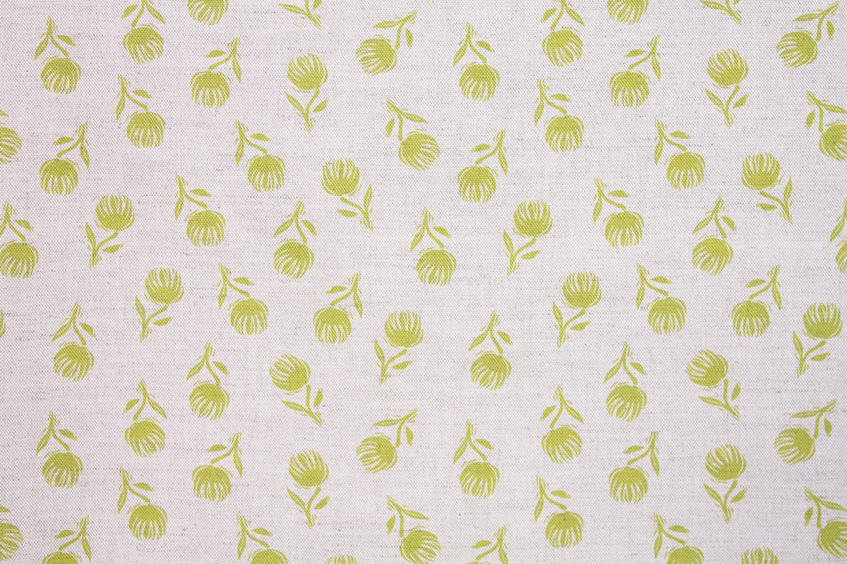 Sam Wilson Green Clover Linen Fabric