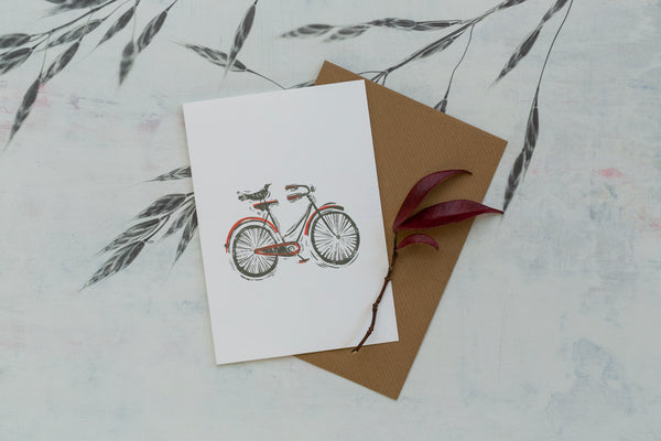 Sam Wilson Bird On Bicycle Greetings Card