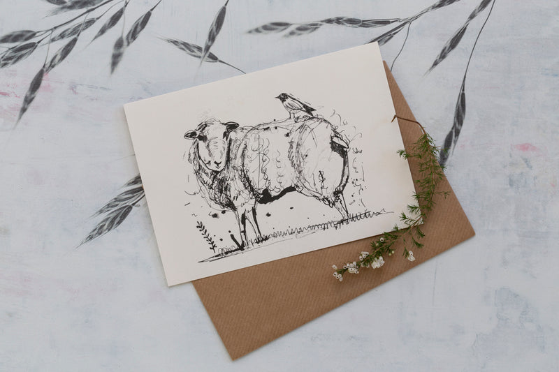 Sam Wilson Sheep & Bird Greetings Card