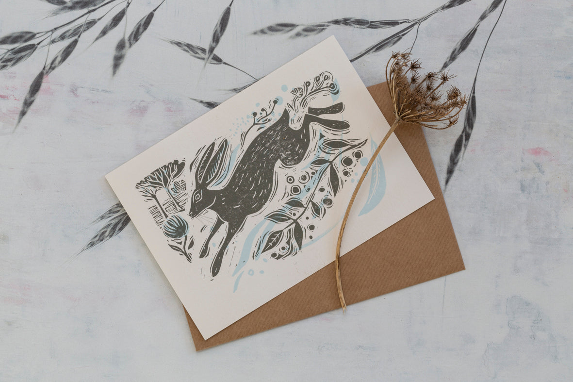 Sam Wilson Running Hare Greetings Card