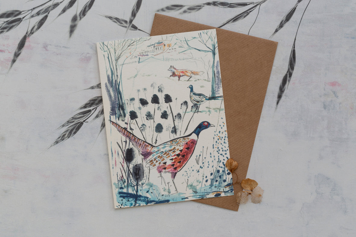 Sam Wilson Pheasant & The Fox Greetings Card