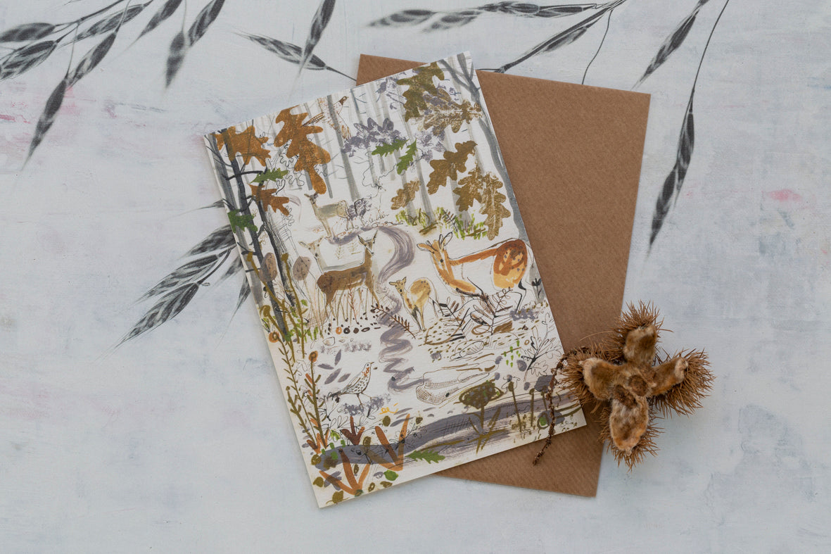 Sam Wilson Muntjac Deer Greetings Card