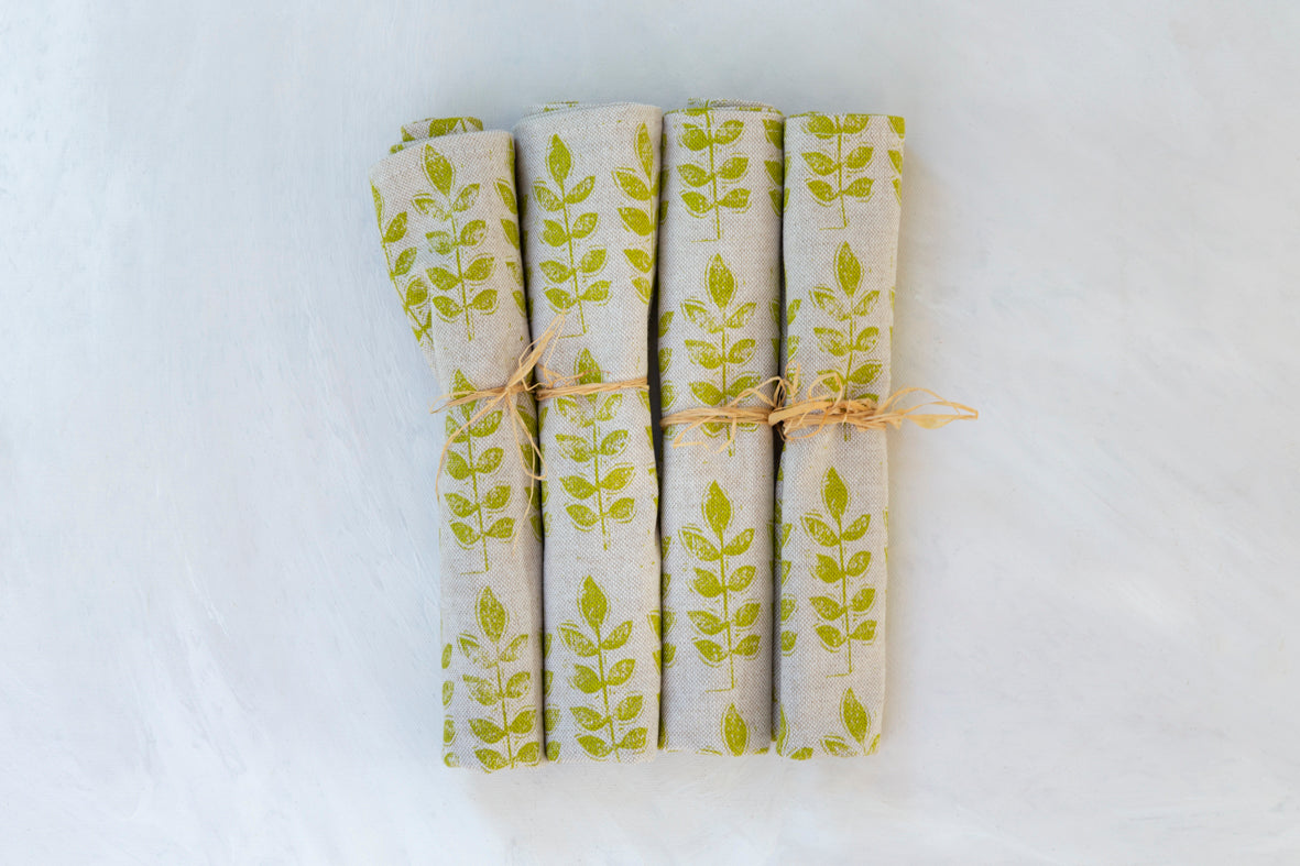 Sam Wilson Green Leaf Napkins Set of 4