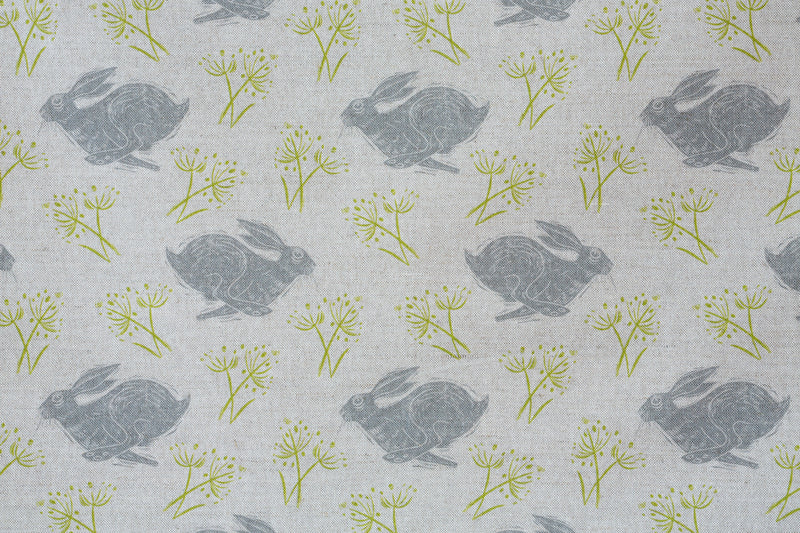 Sam Wilson Headlong Hare Grey Linen Fabric