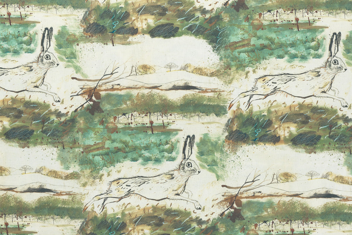 Sam Wilson Heathland Linen Fabric On White